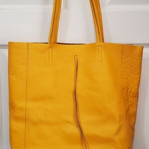 Yellow Leather Tote Bag